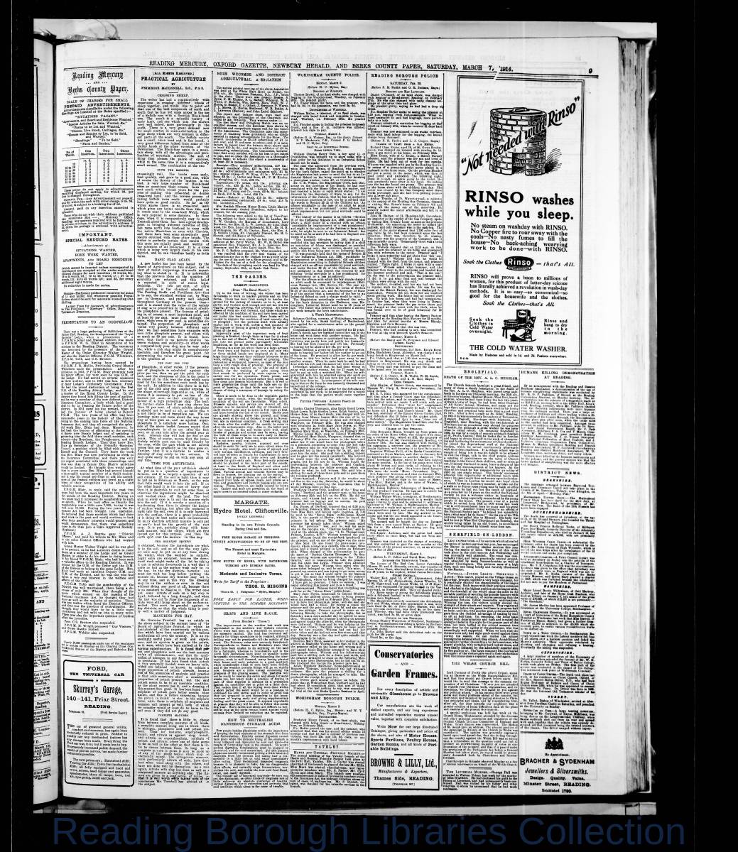 Reading Mercury Oxford Gazette Saturday, March 7, 1914. Pg 9 Reading Mercury Oxford Gazette Saturday, March 7, 1914. Pg 9