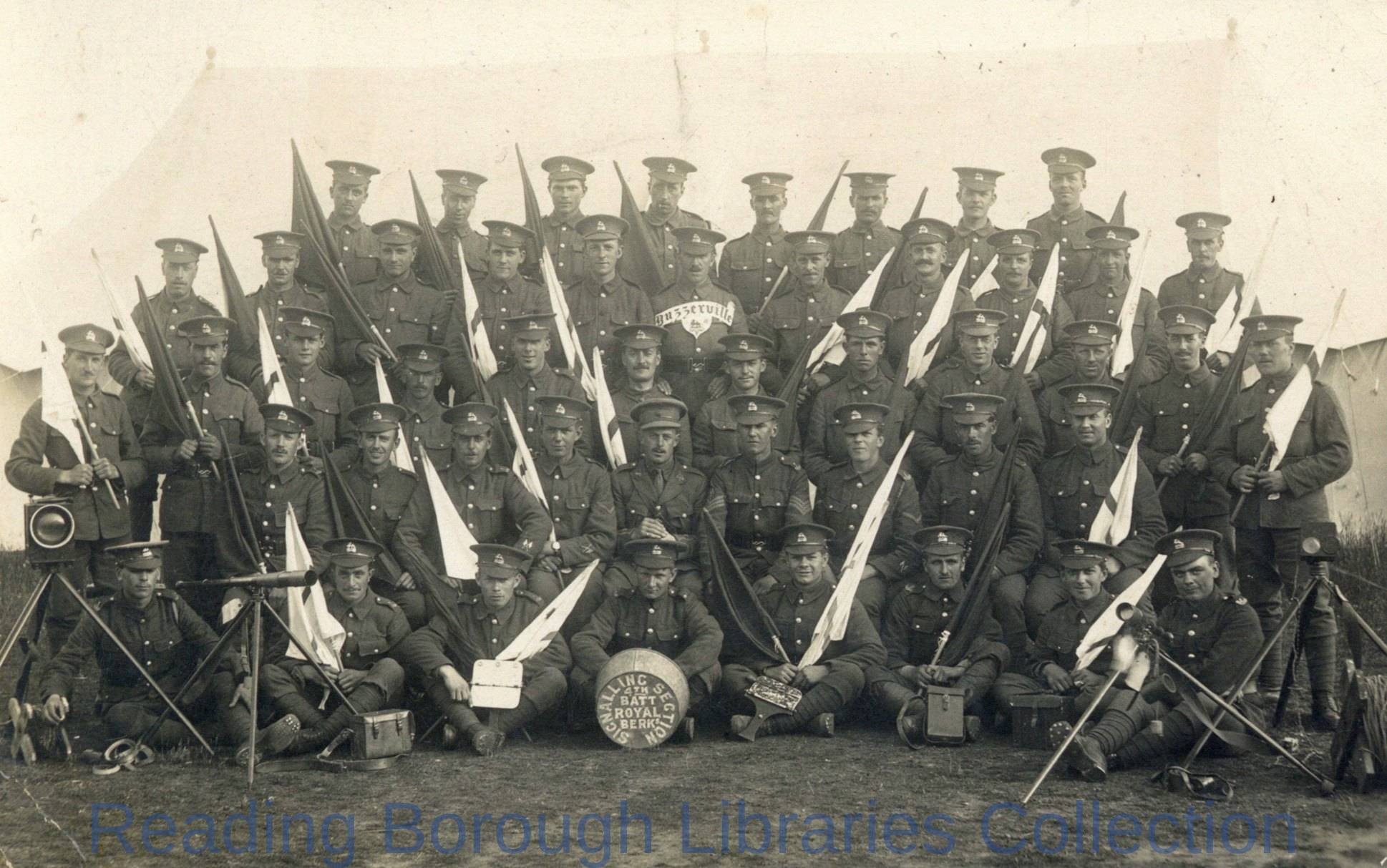 The Signalling Section, Fourth Battalion, Berkshire Regiment, Windmill Hill, Wiltshire, Summer 1916. The Signalling Section, Fourth Battalion, Berkshire Regiment, Windmill Hill, Wiltshire, Summer 1916.