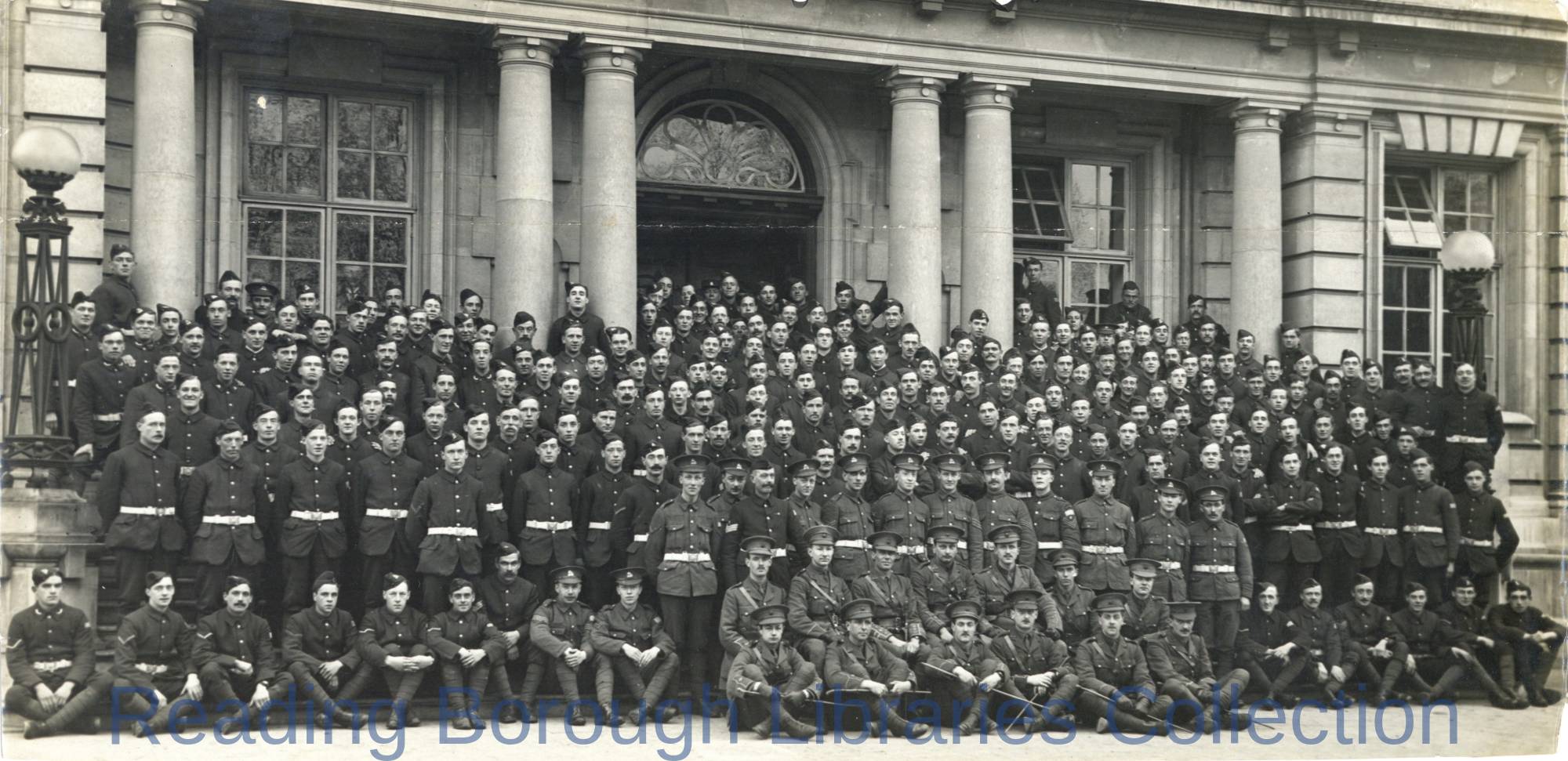 "C" Company, 7th Battalion, Royal Berkshire Regiment, Shire Hall, The Forbury, Reading, 1915. "C" Company, 7th Battalion, Royal Berkshire Regiment, Shire Hall, The Forbury, Reading, 1915.