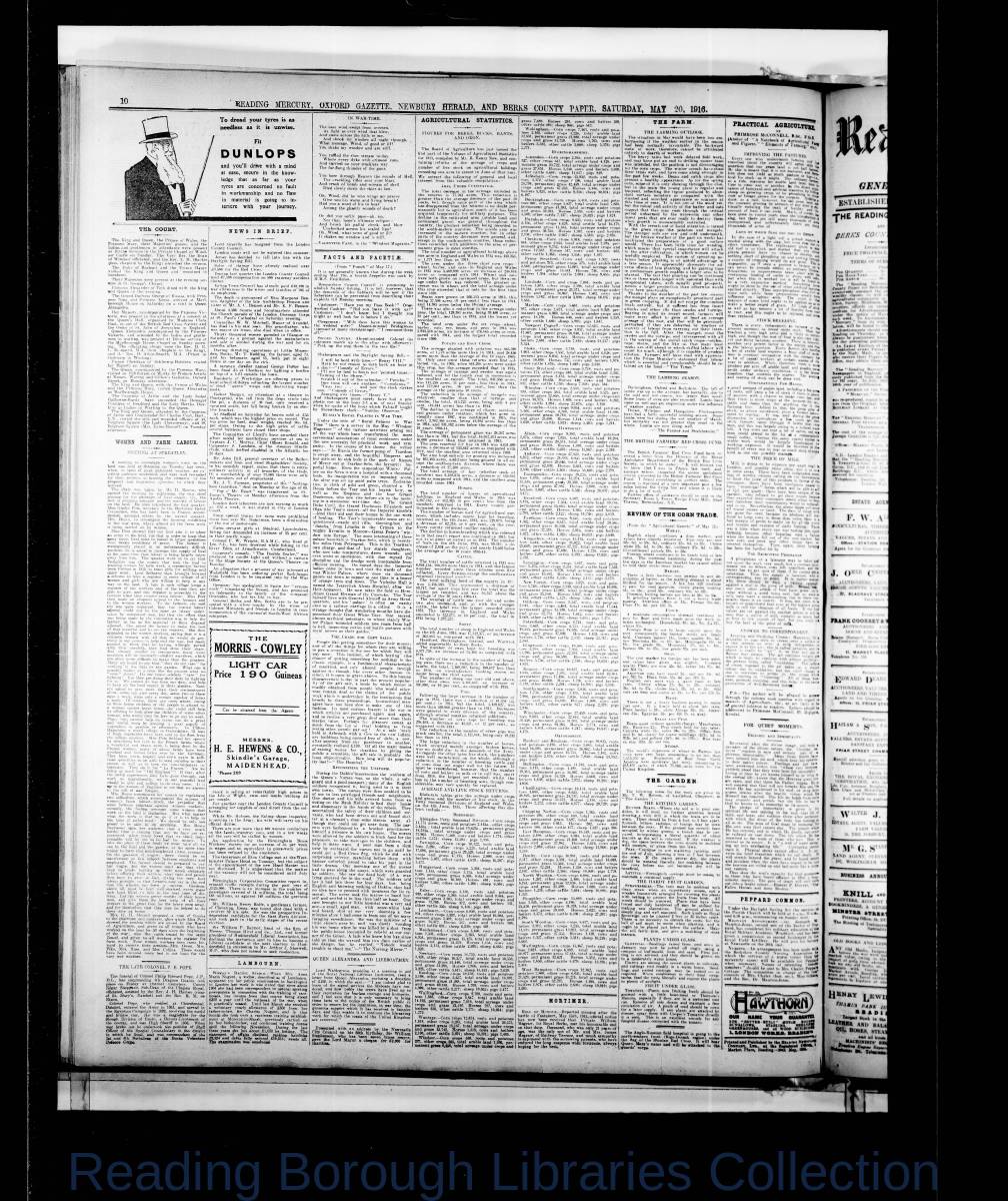 Reading Mercury Oxford Gazette Saturday, May 20, 1916. Pg 10 Reading Mercury Oxford Gazette Saturday, May 20, 1916. Pg 10