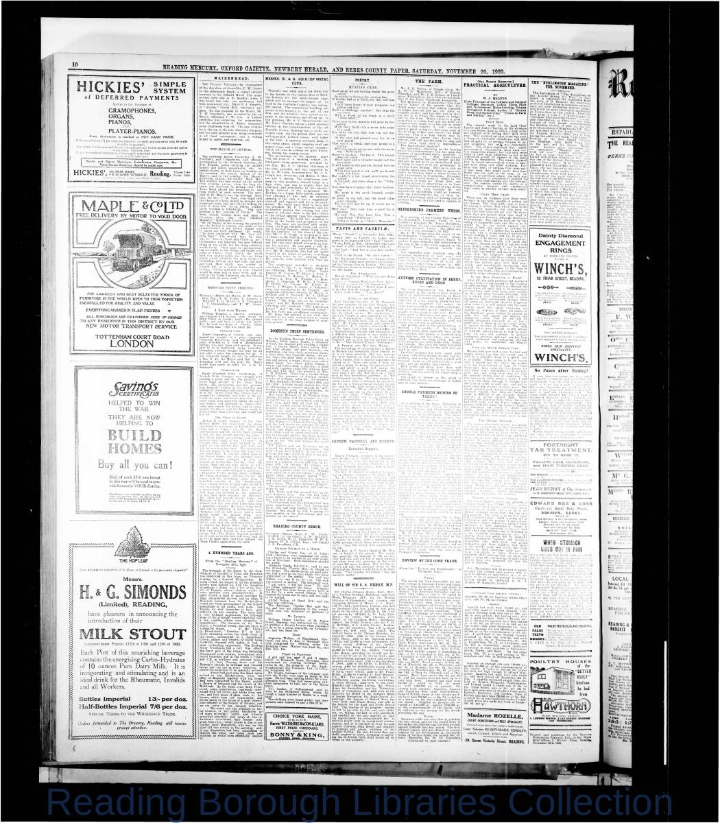 Reading Mercury Oxford Gazette Saturday, Monday 20, 1920. Pg 10 Reading Mercury Oxford Gazette Saturday, Monday 20, 1920. Pg 10