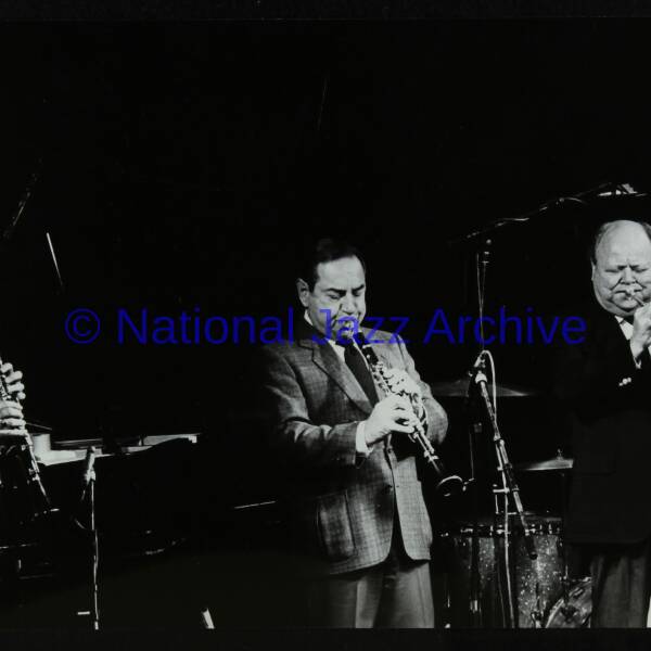 Terry Lightfoot, Peanuts Hucko and Billy Butterfield (left to right)