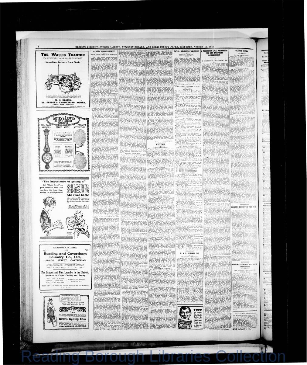 Reading Mercury Oxford Gazette Saturday, August 16, 1919. Pg 4 Reading Mercury Oxford Gazette Saturday, August 16, 1919. Pg 4