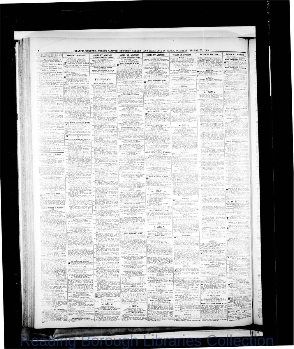Reading Mercury Oxford Gazette Saturday August 23, 1919. Pg 8 Reading Mercury Oxford Gazette Saturday August 23, 1919. Pg 8