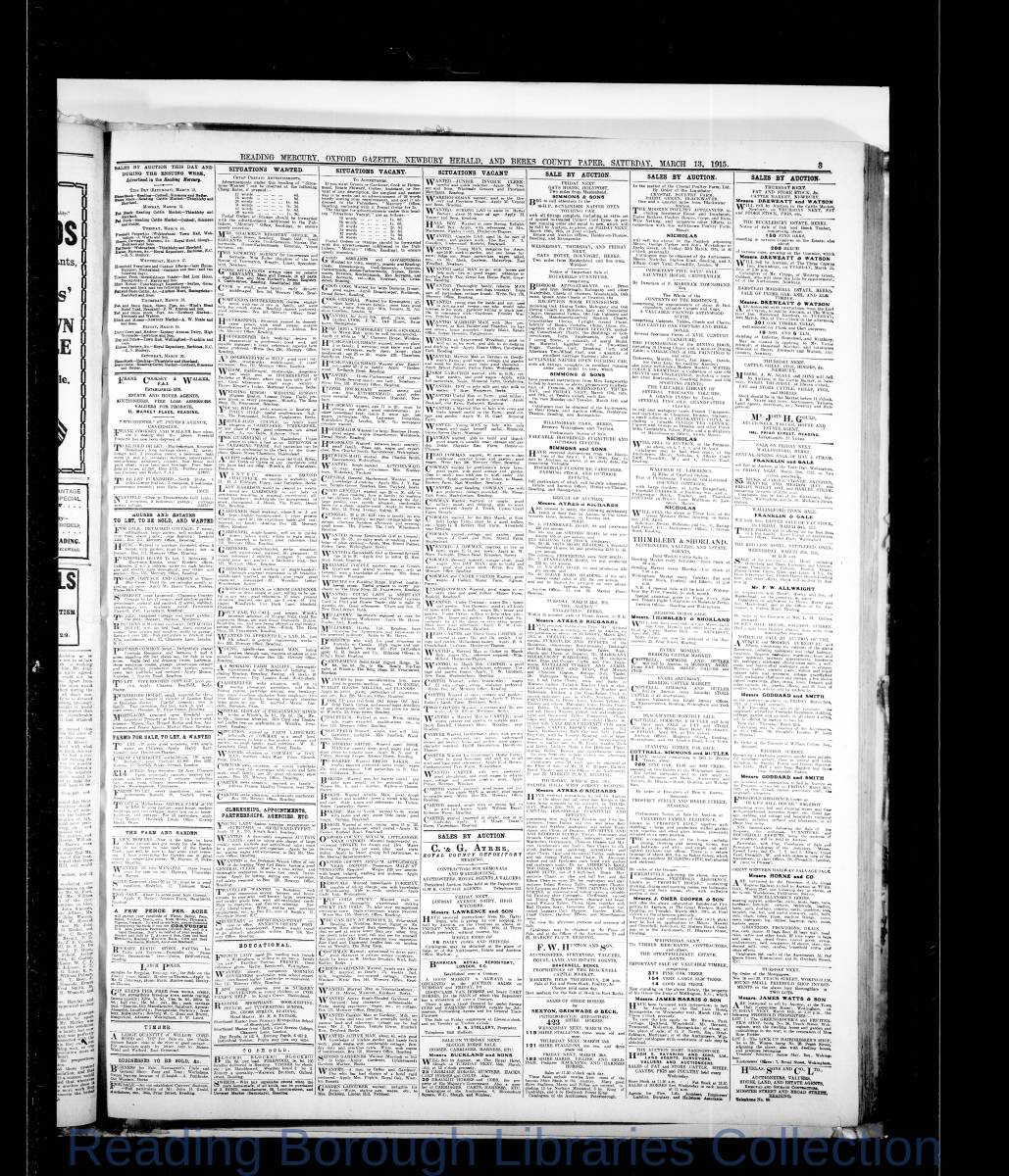 Reading Mercury Oxford Gazette Saturday, March 13, 1915. Pg 3 Reading Mercury Oxford Gazette Saturday, March 13, 1915. Pg 3
