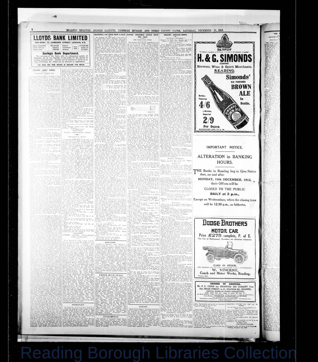 Reading Mercury Oxford Gazette Saturday, December 11, 1915. Pg 2 Reading Mercury Oxford Gazette Saturday, December 11, 1915. Pg 2