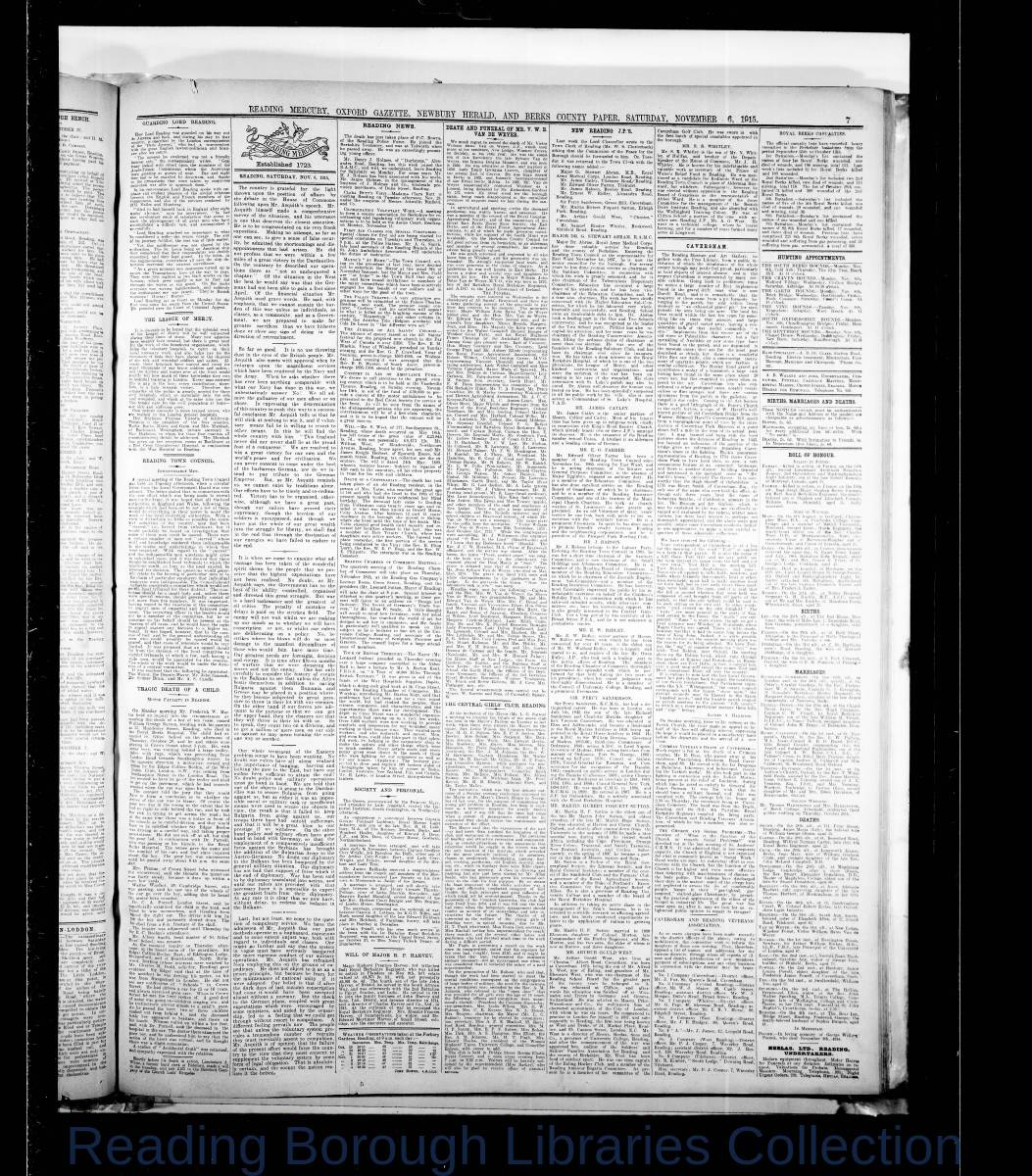Reading Mercury Oxford Gazette Saturday November 6, 1915. Pg 7 Reading Mercury Oxford Gazette Saturday November 6, 1915. Pg 7