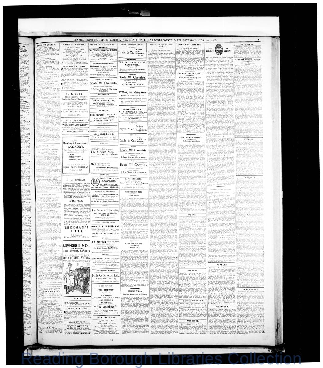 Reading Mercury Oxford Gazette Saturday , July 24, 1920. Pg 9 Reading Mercury Oxford Gazette Saturday , July 24, 1920. Pg 9