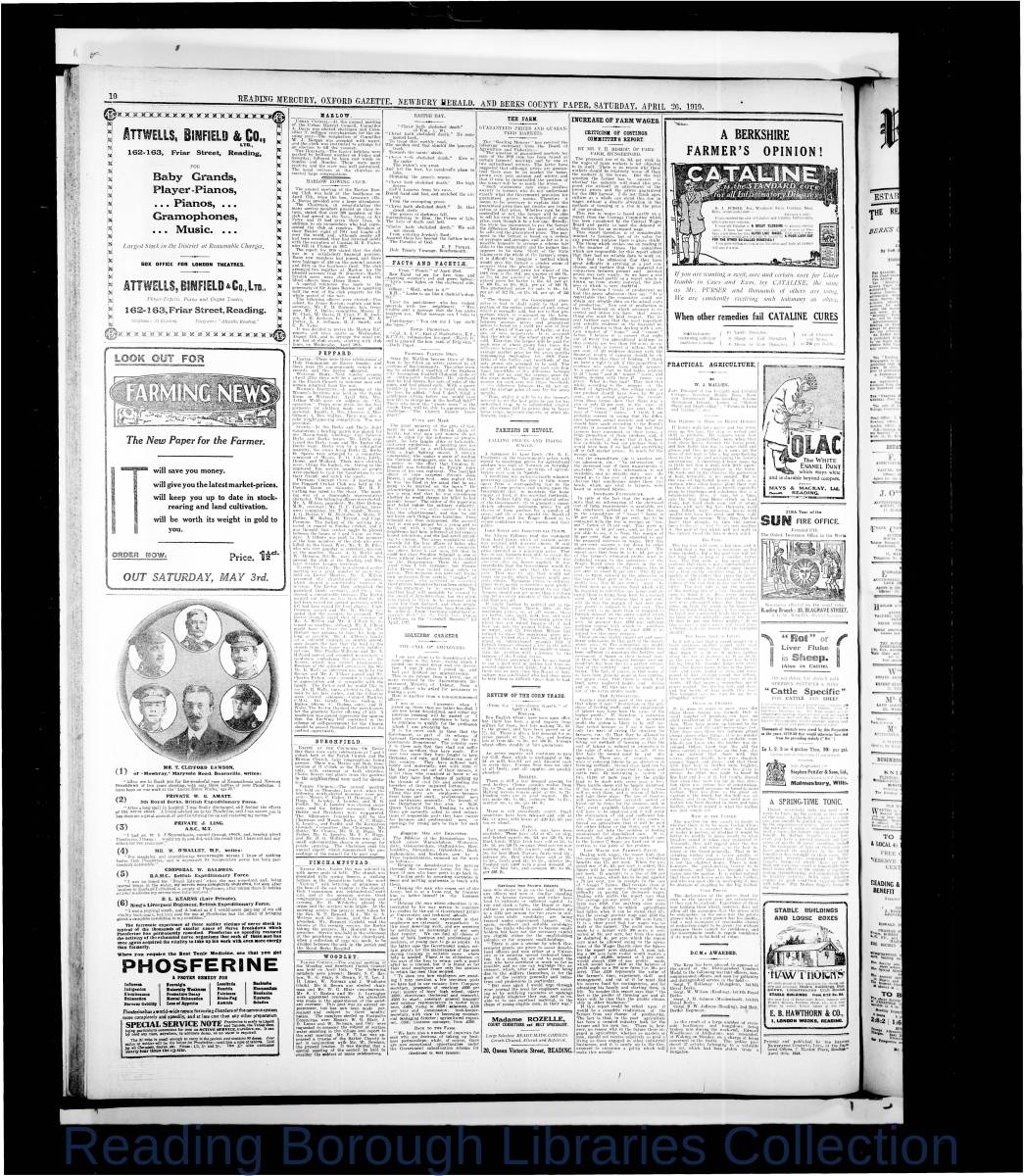 Reading Mercury Oxford Gazette Saturday , April 26, 1919. Pg 10 Reading Mercury Oxford Gazette Saturday , April 26, 1919. Pg 10