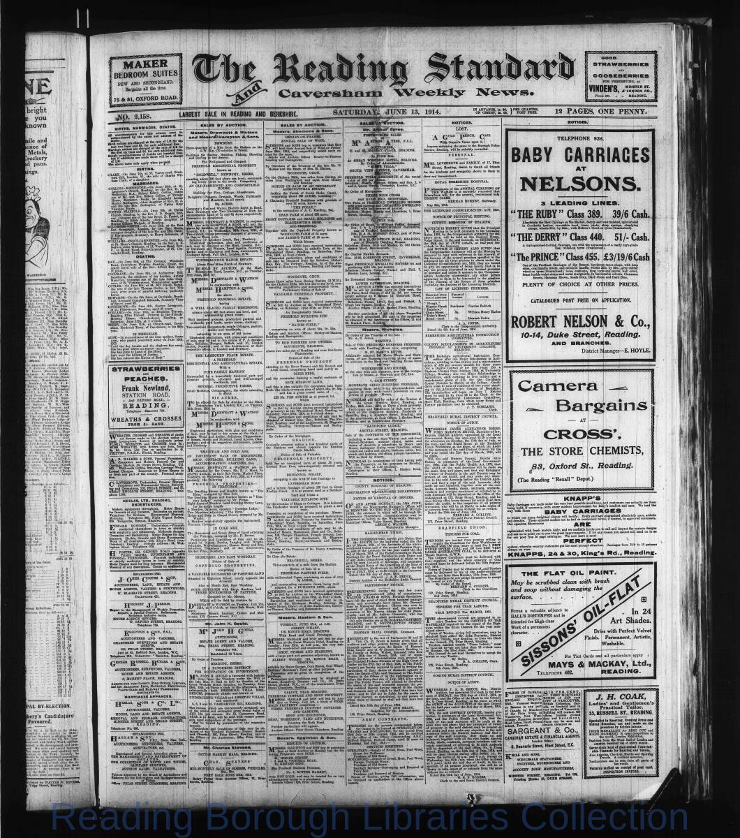 Reading Standard, Saturday, June 13, 1914. Pg 1 Reading Standard, Saturday, June 13, 1914. Pg 1