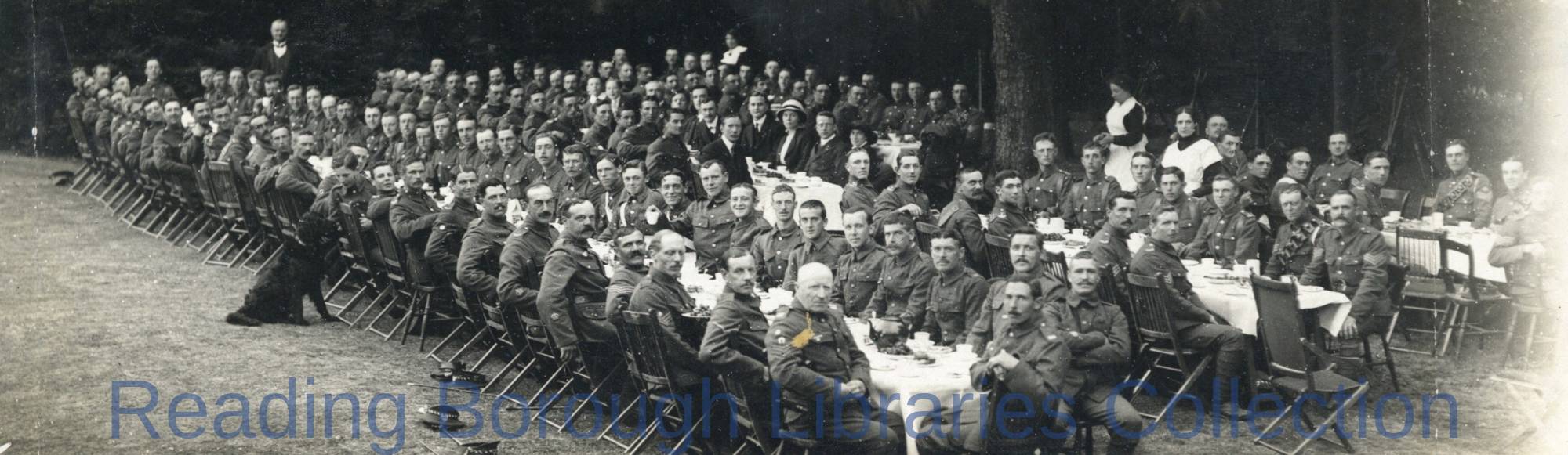 Recruiting Party, Royal Berkshire Regiment, After a Recruiting Drive, Reading, Summer 1915. Recruiting Party, Royal Berkshire Regiment, After a Recruiting Drive, Reading, Summer 1915.