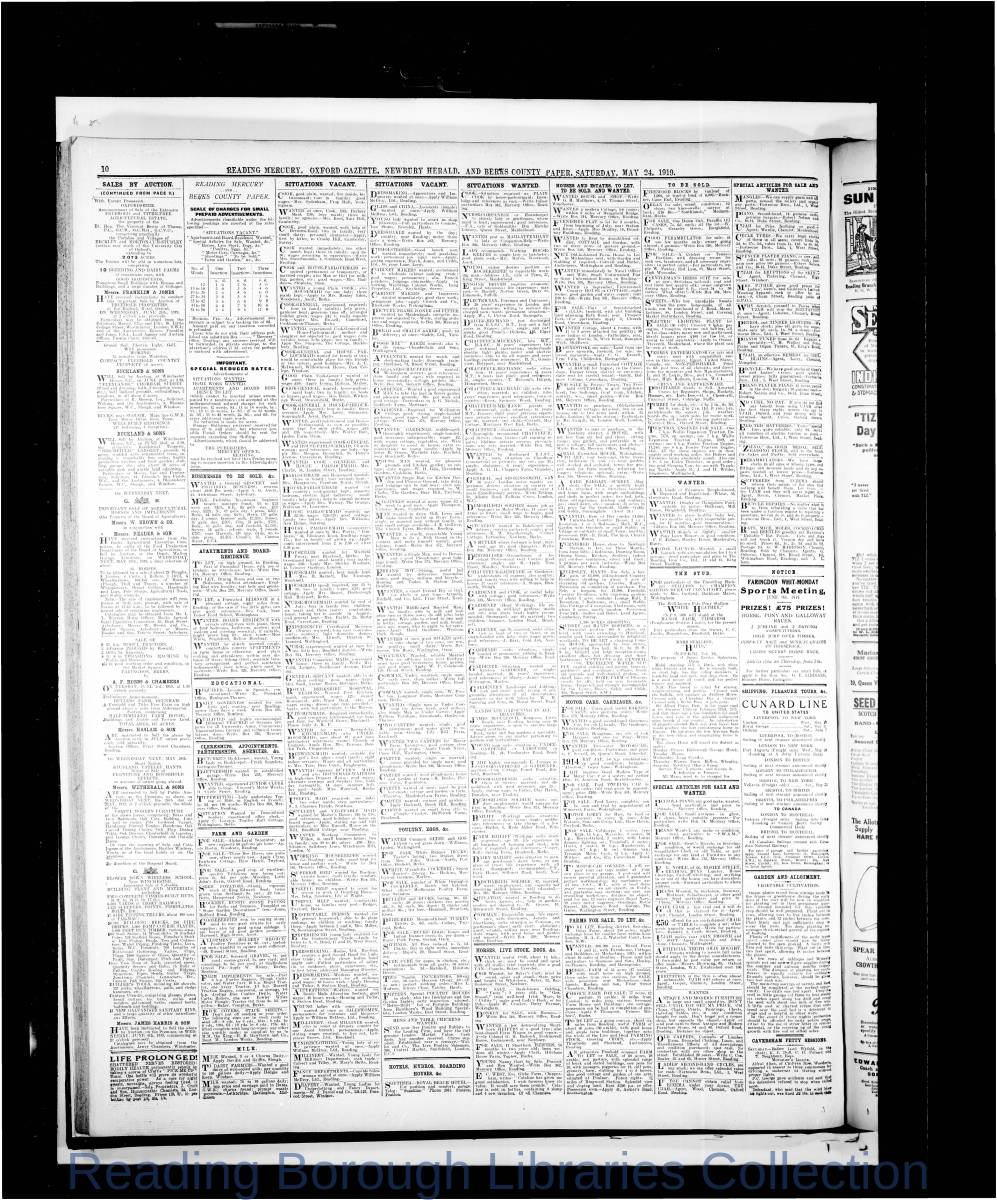 Reading Mercury Oxford Gazette Saturday , May 24, 1919. Pg 10 Reading Mercury Oxford Gazette Saturday , May 24, 1919. Pg 10