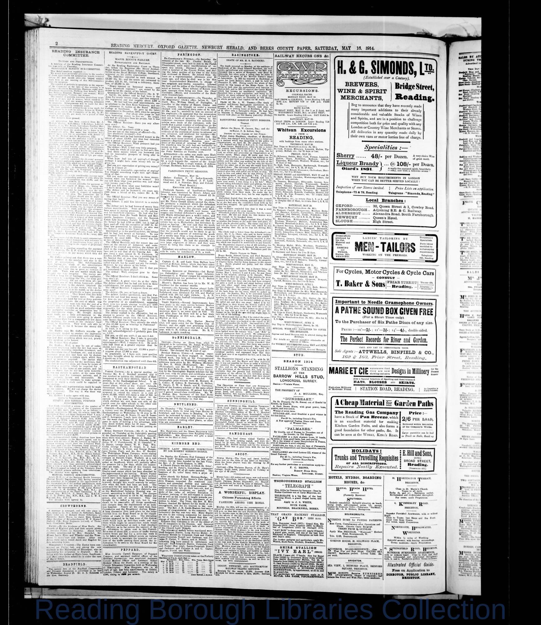 Reading Mercury Oxford Gazette Saturday May 16 1914 Pg 2 Berkshire Stories