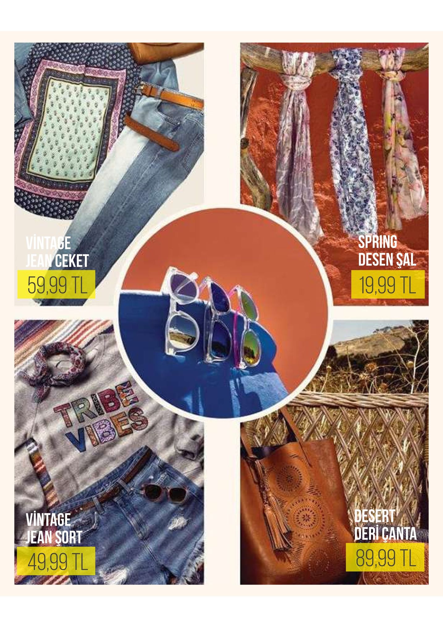 spring desen şal 19,99 tl ceket 59.99 tl vintage ean sort besert deri çanta 89.99 tl 49.99 tl