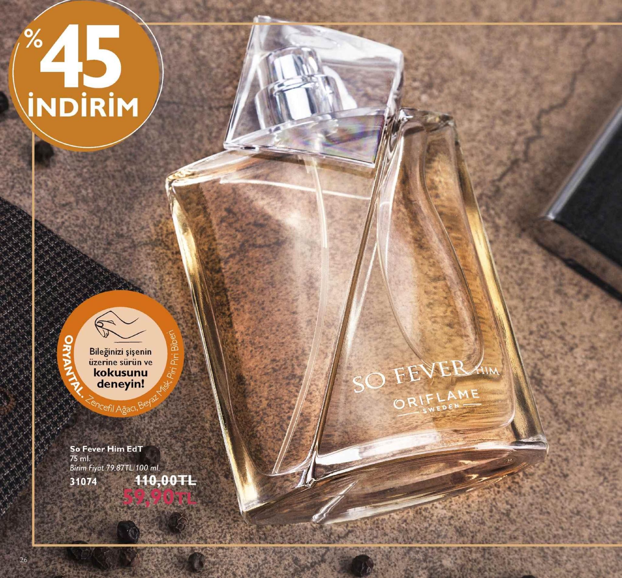 45 indirim bileğinizi şişenin kokusunu deneyin! so feve ol encefl ağac ortflame o fever him edt birim fiyat 79.87tl/100 ml 31074 110,00t 59,90tl 