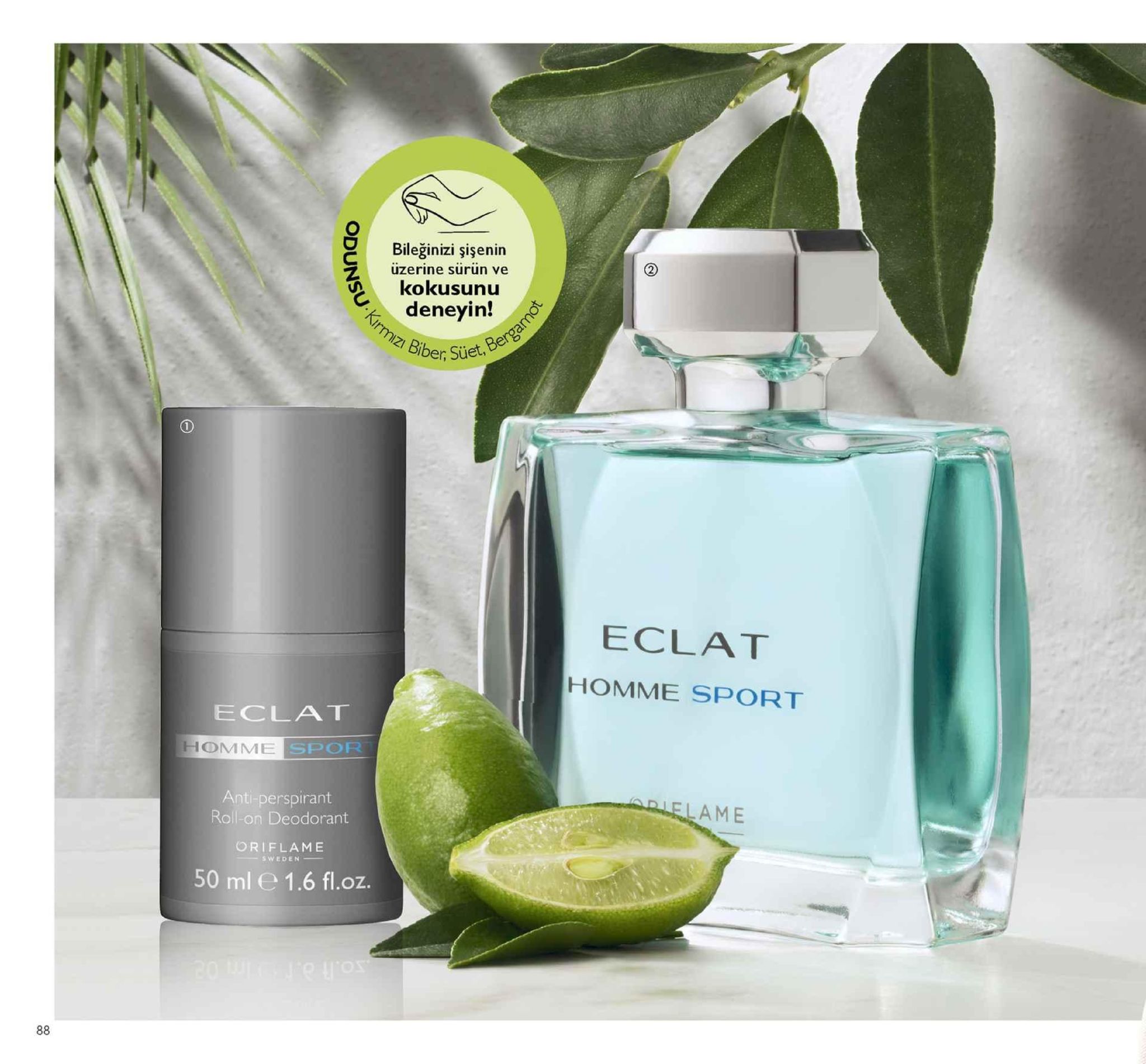 bileğinizi şişenin üzerine sürün ve kokusunu deneyin! 2 biber, süet eclat homme sport eclat homme spor anti-perspirant roll-on deodorant oriflame lelame sweden 50 ml e 1.6 fl.oz. 