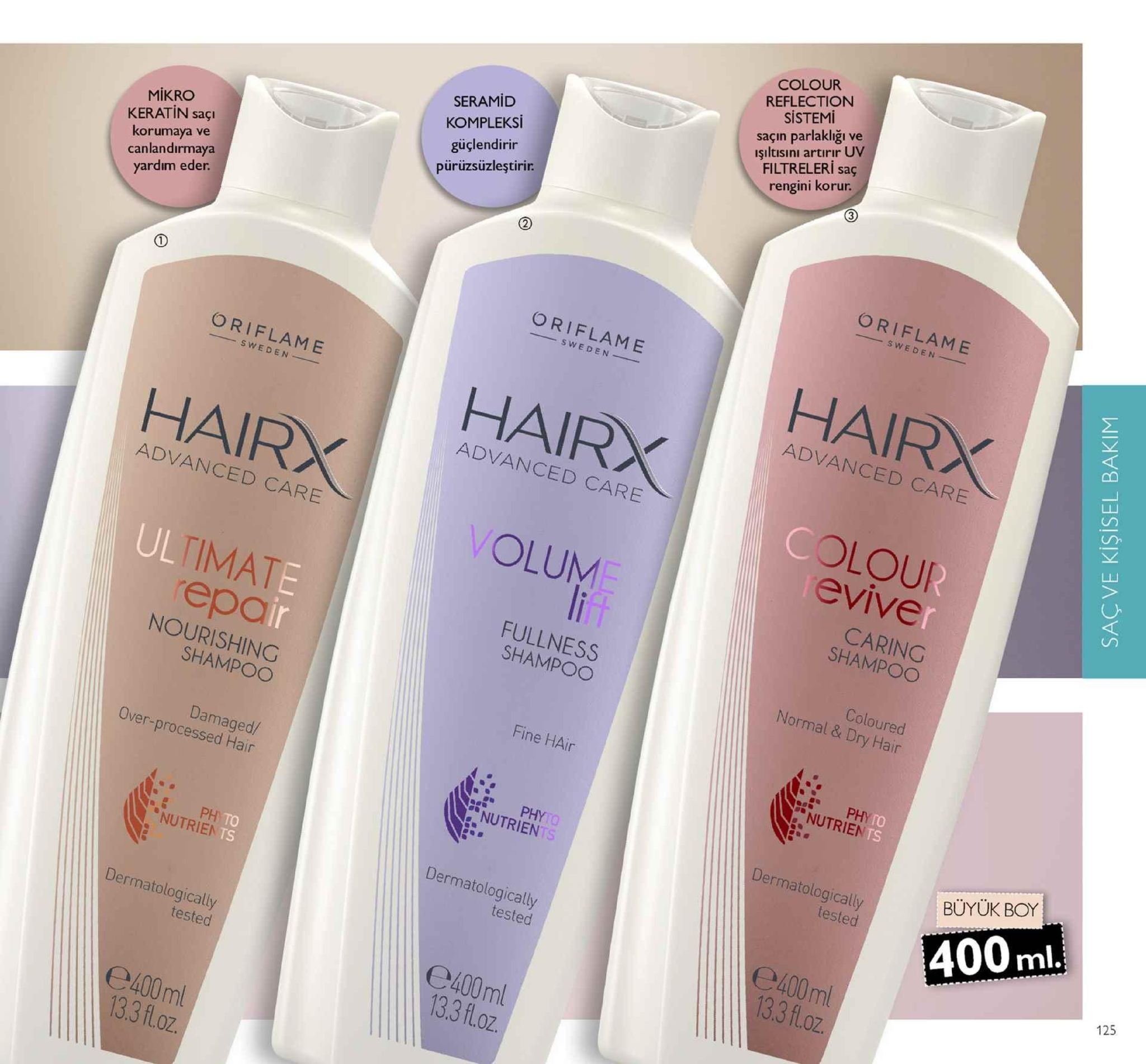 colour reflection sistemi saçın parlakliğı ve ışıltisını artirır uv filtreleri saç seramid kompleksi güçlendirir pürizsüzleştiri rengini korur. mikro keratin saçı korumaya ve canlandırmaya yardım eder oriflame sweden oreeahe hairx sweden oriflame advanced care hairx advanced care olou advanced care evive olum timate caring shampoo fullness shampoo epa nourishing coloured normal & dry hair shampoo fine hair phy nutrien damaged/ over-processed hair phyto nutrien dermatologically tested büyük boy ph nutrien 400 ml. dermatologically tested 125 dermatologically tested e400ml 13.3 floz e400ml 13.3foz e400ml 133 floz. 