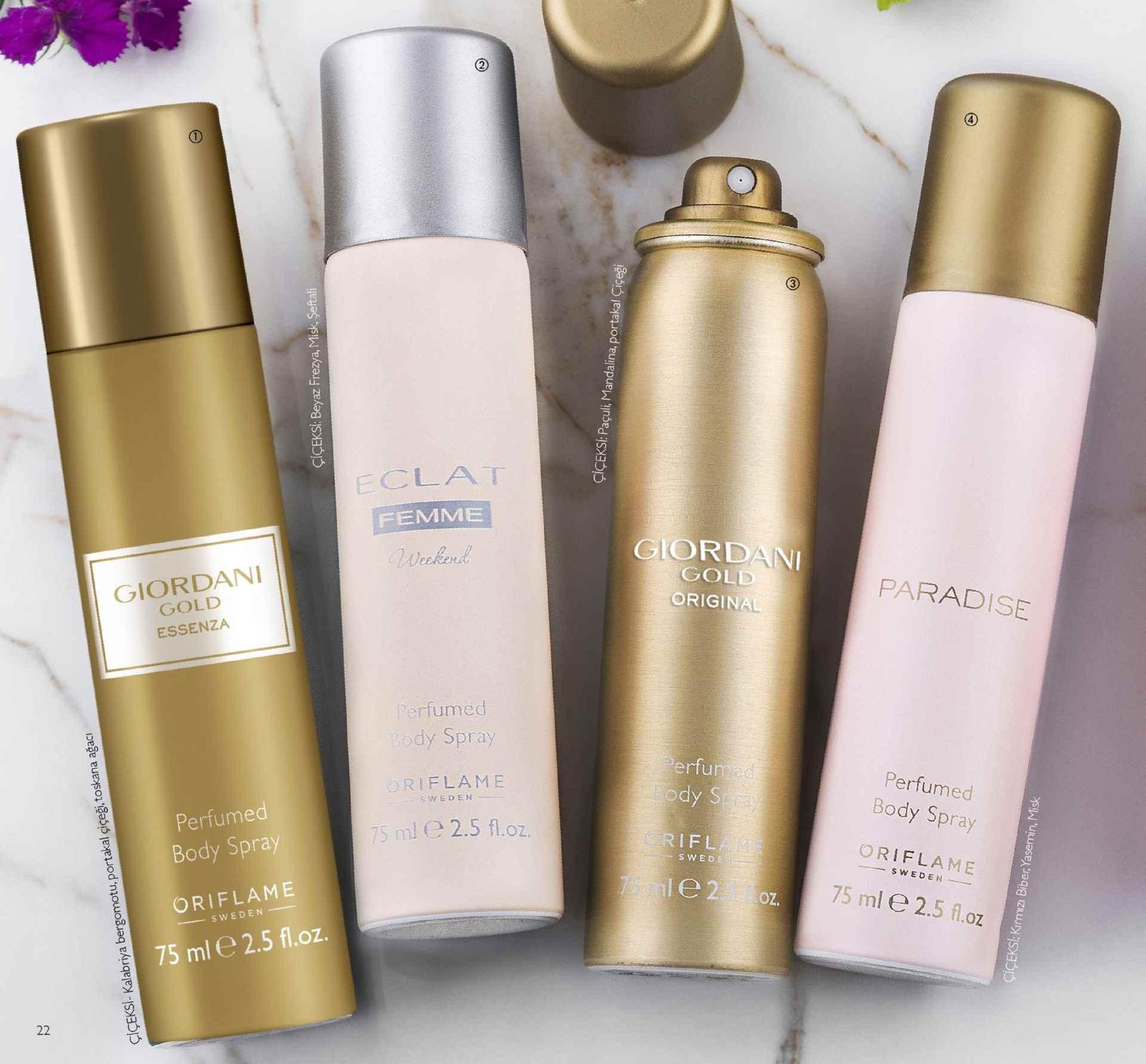 3 eclat femme ordan giordani gold paradise origin essenza perfumed dy spray riflame 5m 2.5 fl.oz. erfu perfumec body spray swed en perfumed body spray oriflame oriflame sw ed sweden 75 ml e 2.5 l.oz o2. sweden 75 ml e 2.5 fl.oz. 