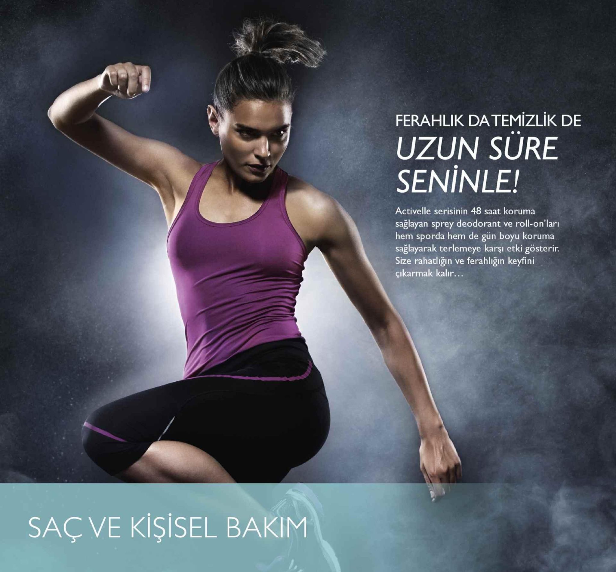 ferahlik datemizlik de uzun süre seninle! activelle serisinin 48 saat koruma sağlayan sprey deodorant ve roll-on'ları hem sporda hem de gün boyu koruma sağlayarak terlemeye karşı etki gösterir. size rahatliğın ve ferahlığın keyfini çıkarmak kalır. saç ve kişisel bakim 
