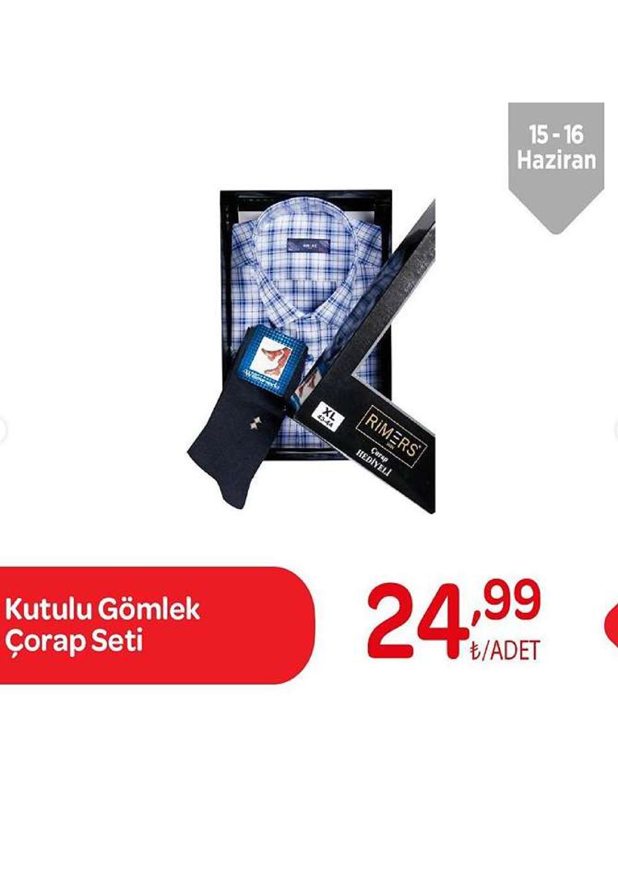 15-16 haziran rimers xl 4344 carap rediyeli 1,99 24.99 t/adet kutulu gömlek çorap seti 
