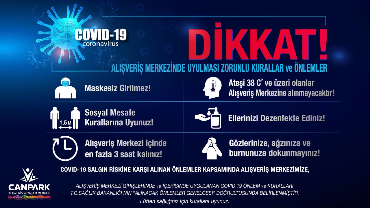 Canpark Alışveriş Merkezinde Uyulması Zorunlu Kurallar ve Önlemler