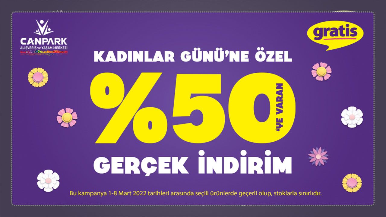 Canpark Gratis'te Kadınlar Günü'ne özel %50 indirim. 