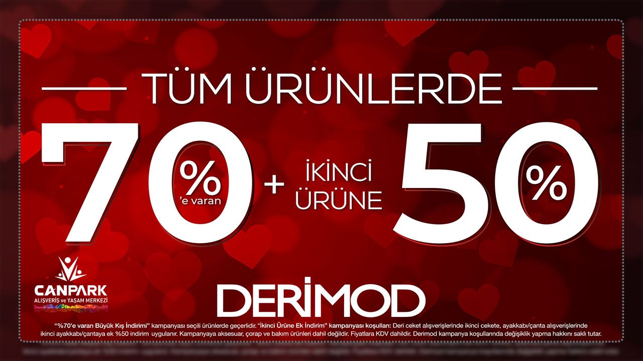 Canpark Derimod'ta %70'e varan+ikinci ürüne %50 indirim. 