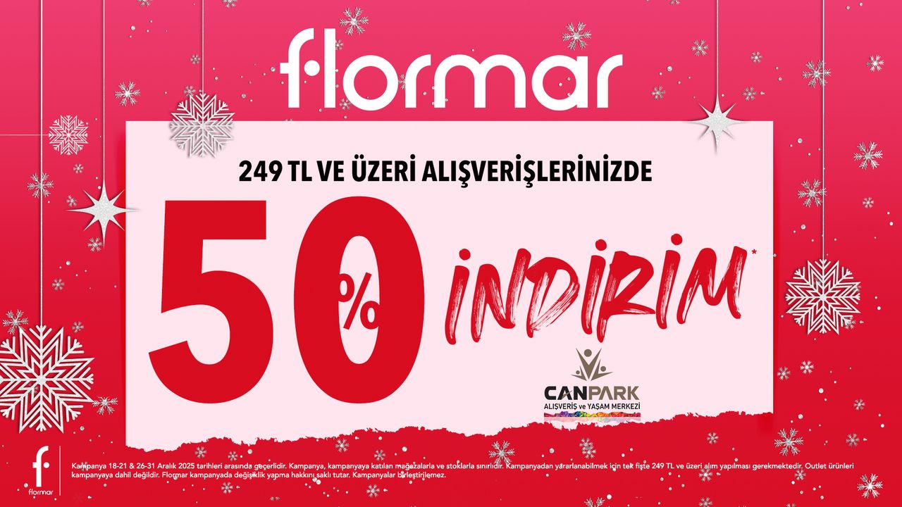 CanPark Flormar'da 249 TL ve üzeri alışverişe %50 indirim sizi bekliyor.