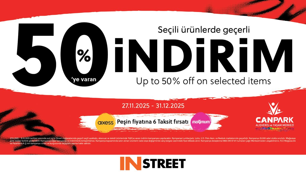 CanPark In Street'te %50'ye varan indirimler yıl sonuna kadar devam ediyor. 