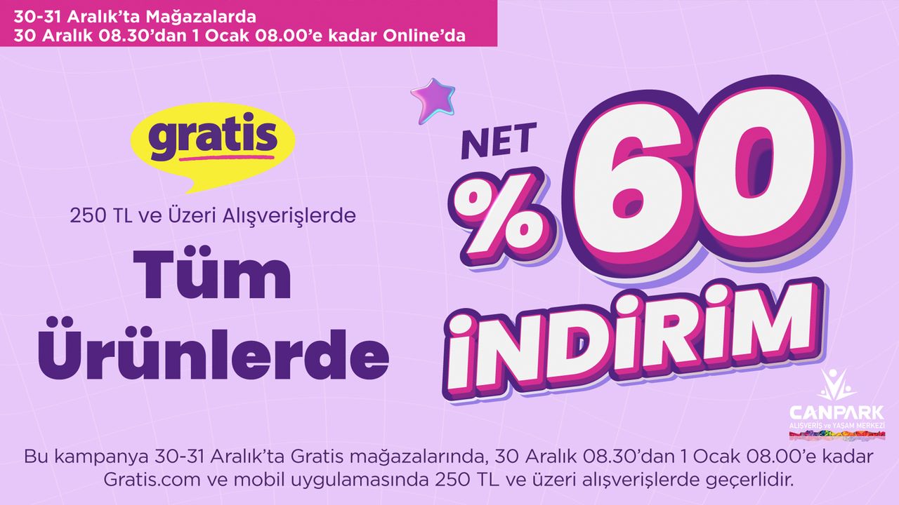 CanPark Gratis'te net %60 indirim fırsatı sizi bekliyor. 