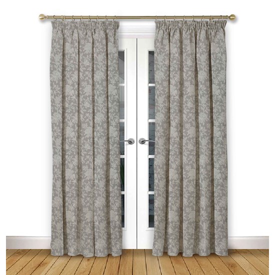 Charlbury Flint Pencil Pleat Curtains Order Patterned Grey Online