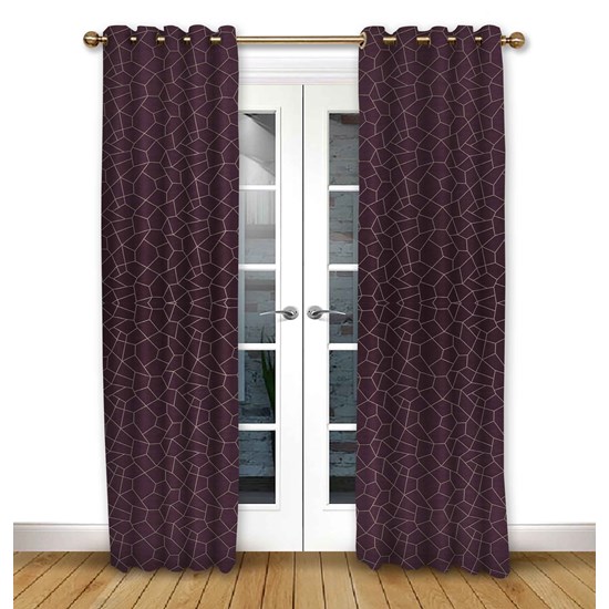 Glacier Mulberry Eyelet Curtains Geometric Red Online