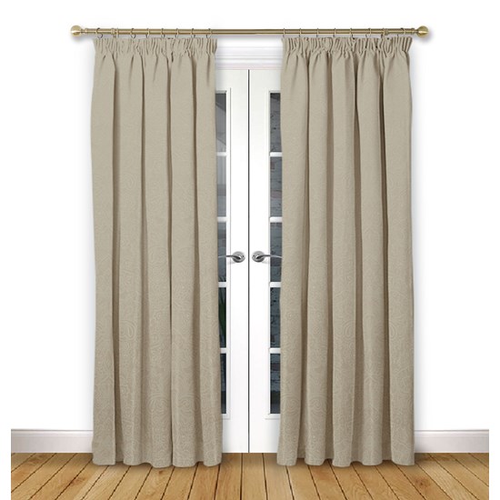 Serenity Ivory Pencil Pleat Curtains Order Damask Cream Online