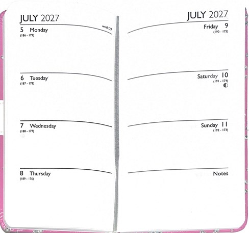 2027 Slim Week To View Fashion Diary - Leather Effect Glitter Floral - Pink 2027 Slim Week To View Fashion Diary - Leather Effect Glitter Floral - Pink