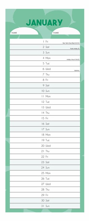 2027 Slim Month To View Spiral Bound 2 Column Wall Calendar - Blue & Green 2027 Slim Month To View Spiral Bound 2 Column Wall Calendar - Blue & Green