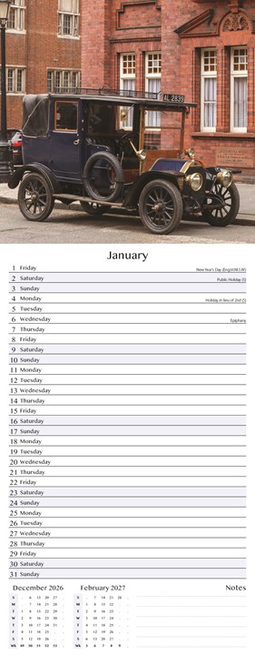 2027 Slim Month To View Spiral Bound Photo Wall Calendar - Vintage Transport 2027 Slim Month To View Spiral Bound Photo Wall Calendar - Vintage Transport