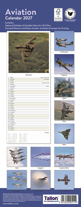 2027 Slim Month To View Spiral Bound Travel Photo Wall Calendar - Aviation 2027 Slim Month To View Spiral Bound Travel Photo Wall Calendar - Aviation