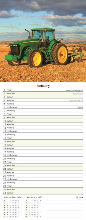 2027 Slim Month To View Spiral Bound Transport Photo Wall Calendar - Tractors 2027 Slim Month To View Spiral Bound Transport Photo Wall Calendar - Tractors