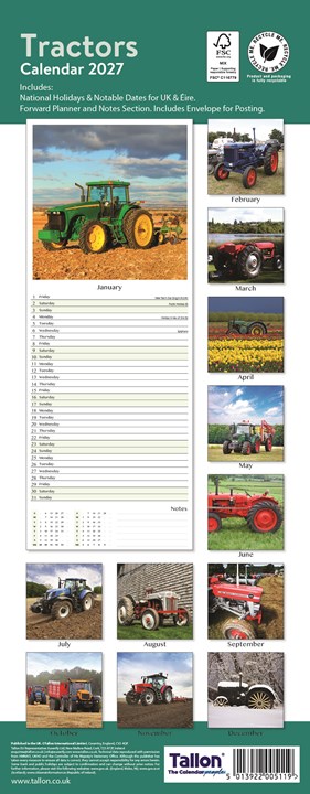 2027 Slim Month To View Spiral Bound Transport Photo Wall Calendar - Tractors 2027 Slim Month To View Spiral Bound Transport Photo Wall Calendar - Tractors
