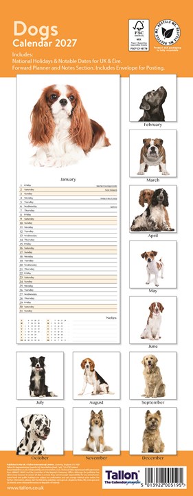 2027 Slim Month To View Spiral Bound Dog Photo Wall Calendar Dogs 2027 Slim Month To View Spiral Bound Dog Photo Wall Calendar Dogs