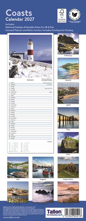 2027 Slim Month To View Spiral Bound Photo Wall Calendar Coasts 2027 Slim Month To View Spiral Bound Photo Wall Calendar Coasts