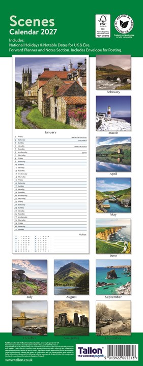 2027 Slim Month To View Spiral Bound Photo Wall Calendar - Scenes 2027 Slim Month To View Spiral Bound Photo Wall Calendar - Scenes