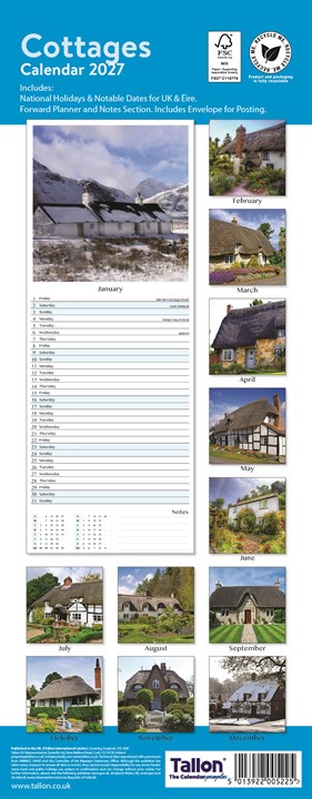2027 Slim Month To View Spiral Bound Photo Scenic Wall Calendar - Cottages 2027 Slim Month To View Spiral Bound Photo Scenic Wall Calendar - Cottages