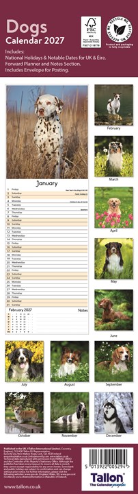 2027 Super Slim Month To View Spiral Bound Animal Photo Wall Calendar - Dogs 2027 Super Slim Month To View Spiral Bound Animal Photo Wall Calendar - Dogs