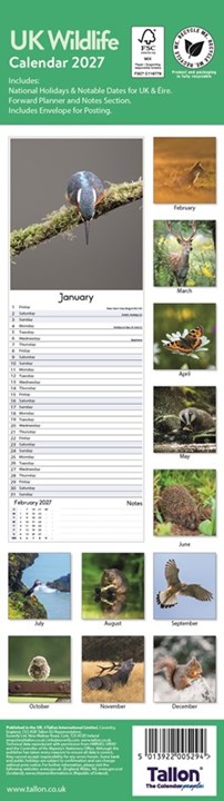 2027 Super Slim Month To View Spiral Bound Photo Wall Calendar - Wildlife 2027 Super Slim Month To View Spiral Bound Photo Wall Calendar - Wildlife