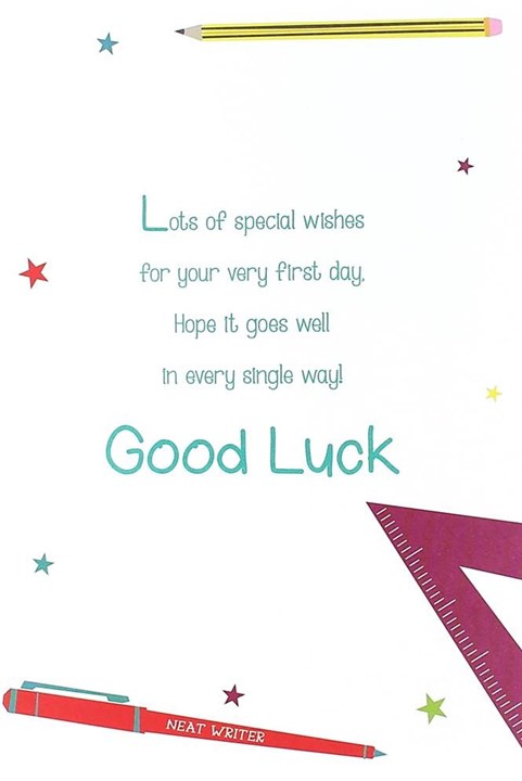 1st First Day At New School Greetings Card - Just For You Stationery 7.5"x 5.25" 1st First Day At New School Greetings Card - Just For You Stationery 7.5"x 5.25"