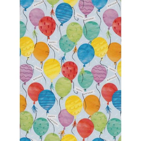 5m Wrapping Paper Roll 2x2.5m - Multicoloured Balloons with Happy Birthday 5m Wrapping Paper Roll 2x2.5m - Multicoloured Balloons with Happy Birthday