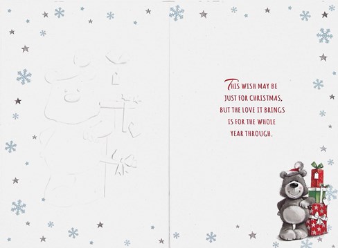 Great Grandad Christmas Card - Santa Bear with Stacked Gifts & Foil 7.5x5.25" Great Grandad Christmas Card - Santa Bear with Stacked Gifts & Foil 7.5x5.25"