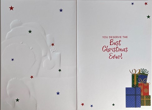 Cousin Christmas Card - Santa Bear with Gifts & Gold Foil 7.5x5.25" Cousin Christmas Card - Santa Bear with Gifts & Gold Foil 7.5x5.25"