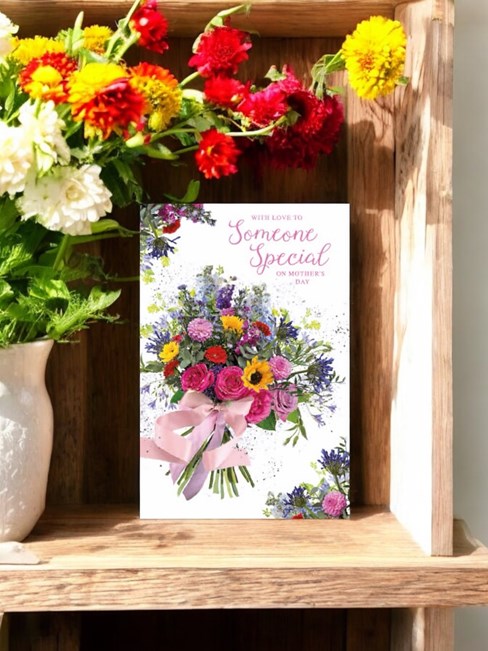 Someone Special Mother's Day Card - Bright Flower Bouquet with Pink Foil 9x6" Someone Special Mother's Day Card - Bright Flower Bouquet with Pink Foil 9x6"